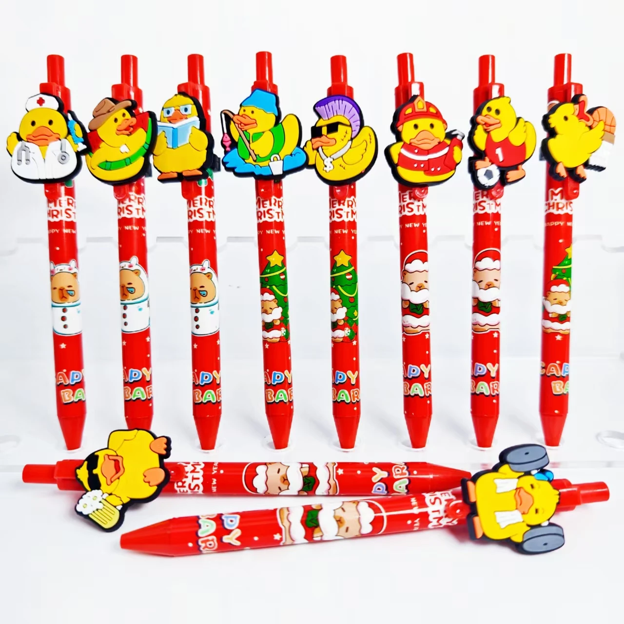 

12/18 шт., шариковая ручка с тематикой рождественской утки, новогодний подарок, сезонная ручка с рождественской уткой, подарочная ручка для письма для студентов
