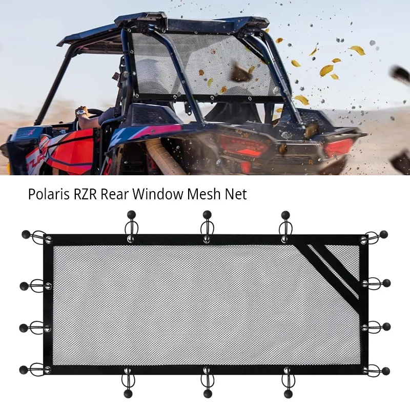 

For RZR 570 800 900 1000 XP Turbo (2 Seater 2015-2024) XP 1000 (2014-2021) Polaris RZR Rear Window Mesh Net - Dust-Proof & UV50