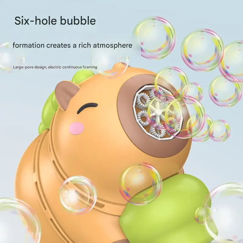 ماكينة فقاعات كابيبالا منفاخ الصابون الأوتوماتيكي مسدس فقاعات كهربائي مع ضوء مسدس فقاعات أوتوماتيكي بالكامل لعبة خارجية 2025