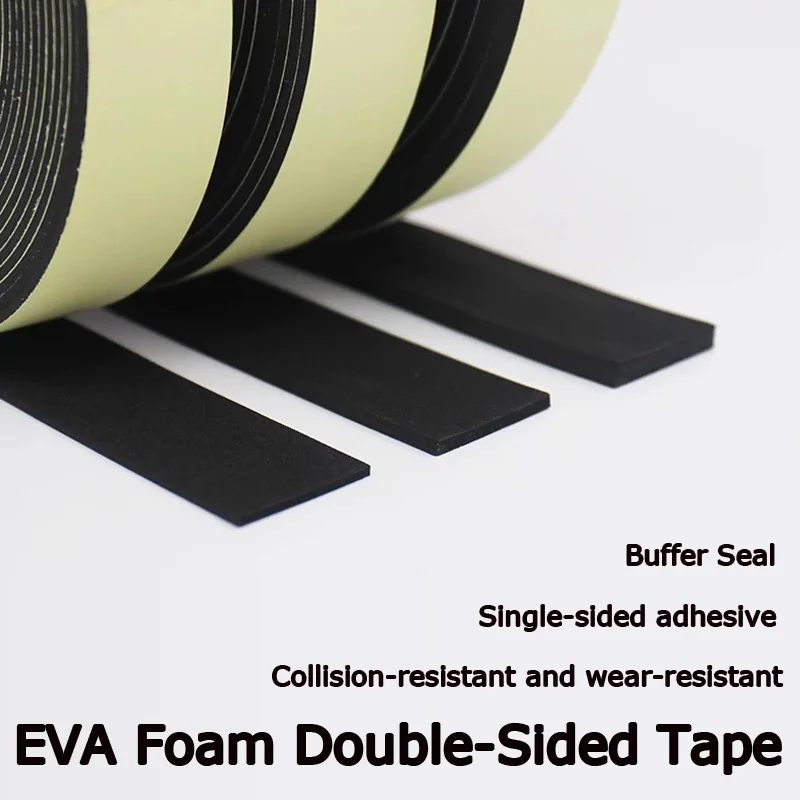 High-Strength Black EVA Foam Tape, 123mm Adhesive Strip, Single-Sided Sealant Tape for Shock and Impact Protection