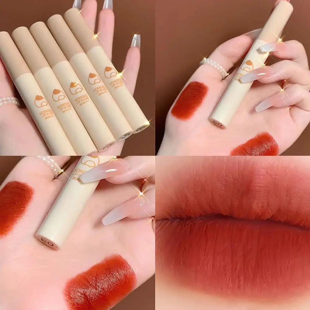 5 Kleuren/Set Matte Lip Glazuur Non-Stick Langdurige Niet-Irriterende Fluwelen Matte Lippenstift Hydraterende Voedende Zijdeachtige Lip