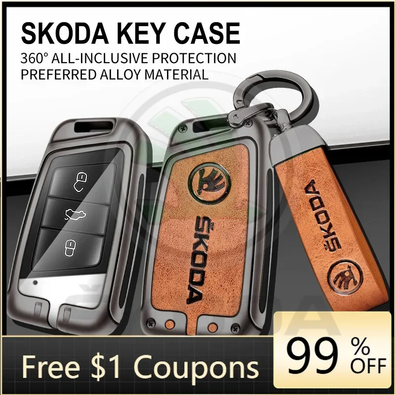 

Car Stickers 2025 Hot Zinc Alloy Car Smart Remote Key Fob Case Cover Protector Shell For Skoda Superb A7 Karoq Kodiaq 2020 2021