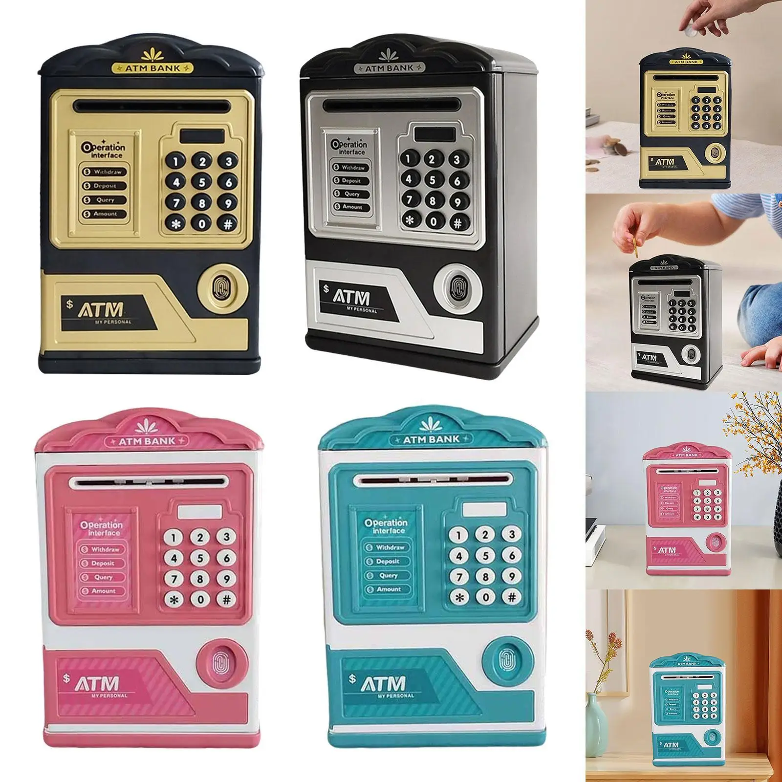 Cofrinho para presentes de aniversário infantis com bloqueio de código de senha e conta automática