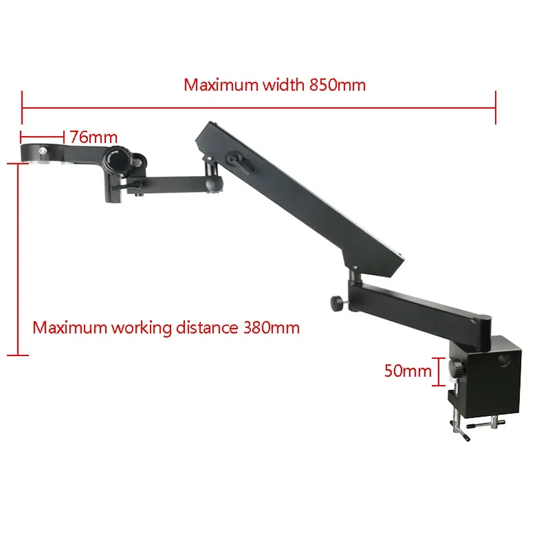 Imagem -06 - tipo de Extensão Ajustável Direção Articulando Braçadeira Suporte Braço 76 mm Focagem Anel Estéreo Trinocular Microscopio Suporte