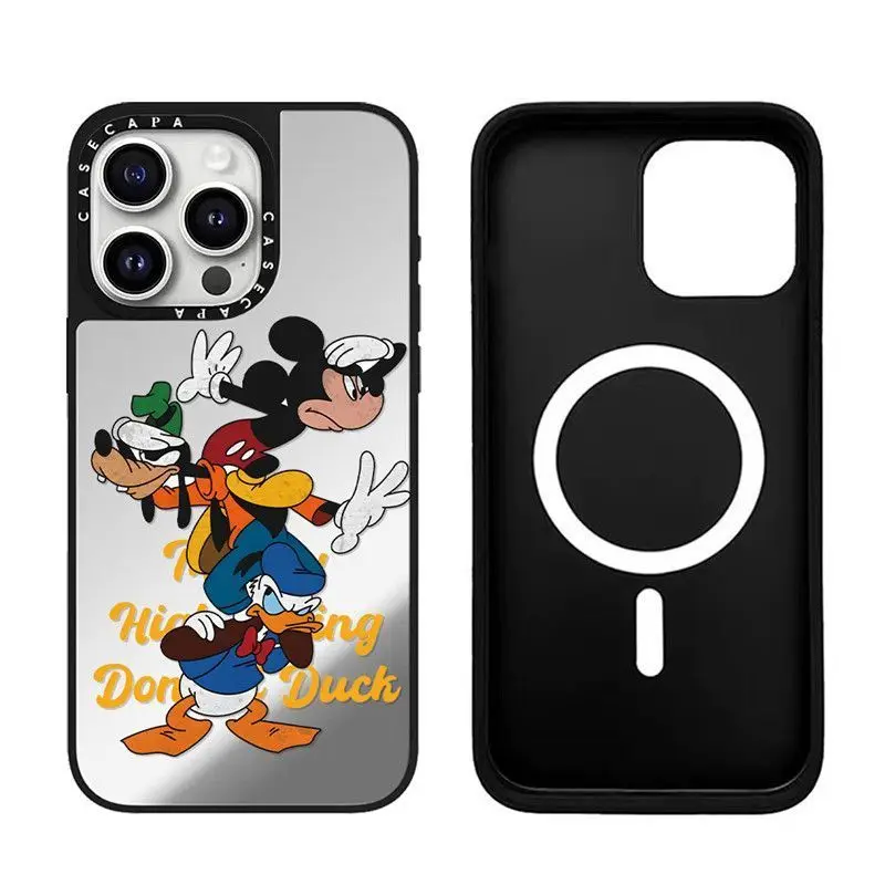 Estuche Magnético para iPhone con Diseño de Mickey Mouse y Pato Donald, Regalo de Cumpleaños, Regalo Navideño, Dulce y Portátil