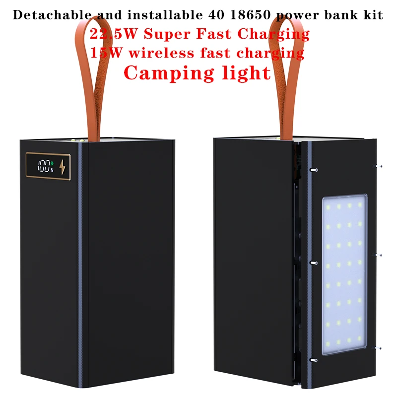 40*18650 DIY Power Bank Case Batteries Power Box Regular/PD Camping light Version Power Bank Shell  Batteries Power Shell