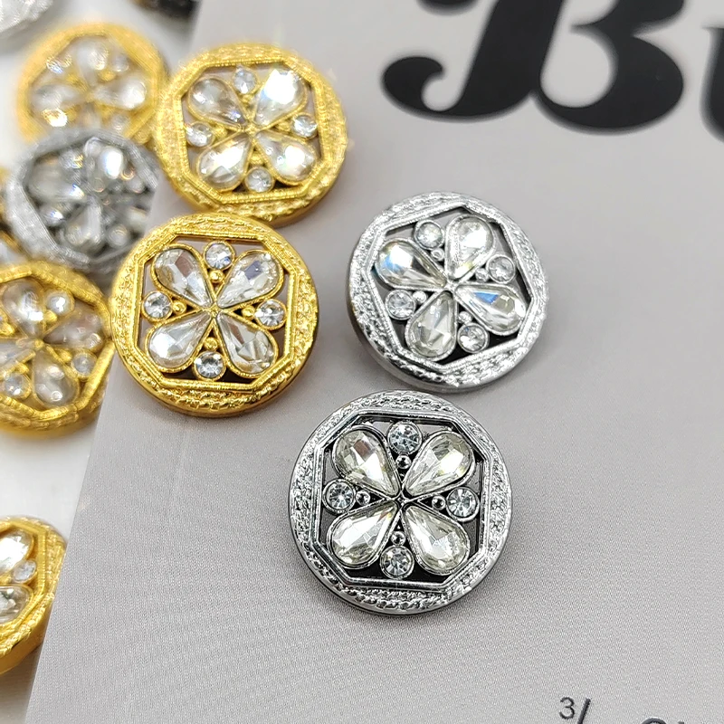 18/23MM Rhinestone luksusowe guziki z trzpieniem odzieży złoto srebro wysokiej jakości modny wystrój przycisk do szycia biżuteria robótki DIY