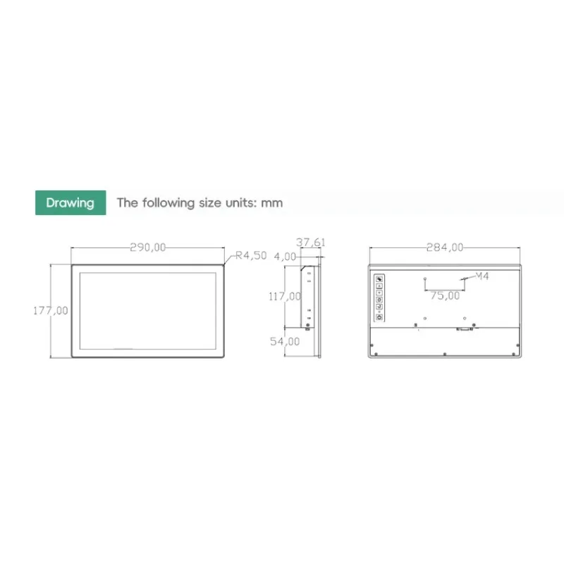 12-Inch 1920x1080 Industrial Widescreen Touch Display Embedded Installation Touch Screen DP HD-MI TKUN Industrial Computer