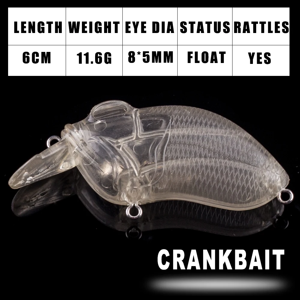 Dr.Holife 10 قطعة تعويم غير مصبوغ Crankbait الاصطناعي جثم باس إغراء 6 سنتيمتر 11.6 جرام كرانكبيت الفراغات الطعم الثابت لتقوم بها بنفسك إغراء #2
