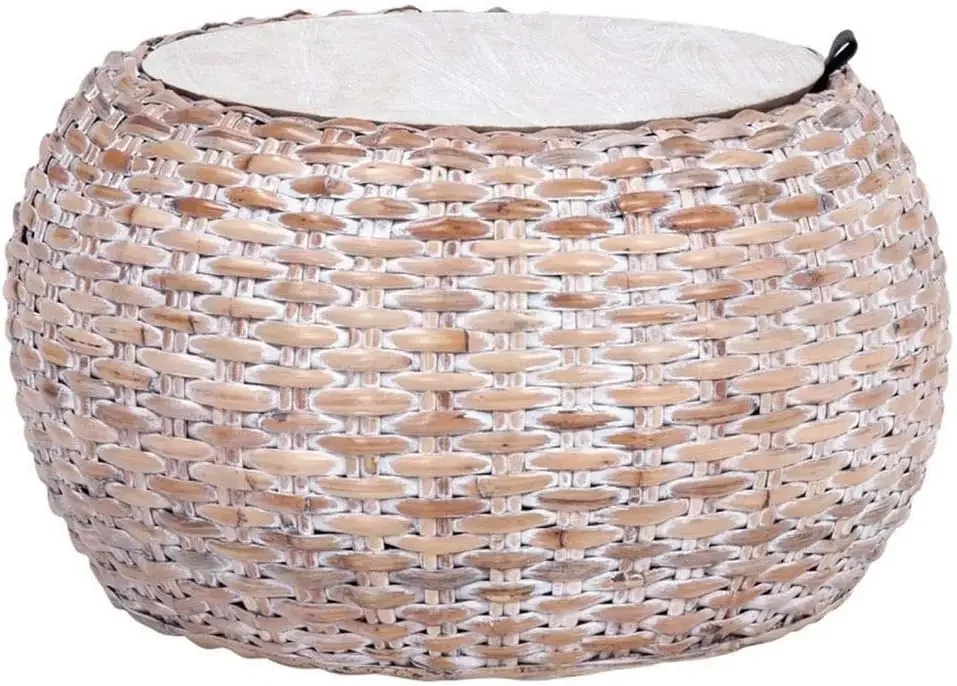 Safavieh Home Klarysa Natural White Wash Wood and Rattan Storage Coffee Table