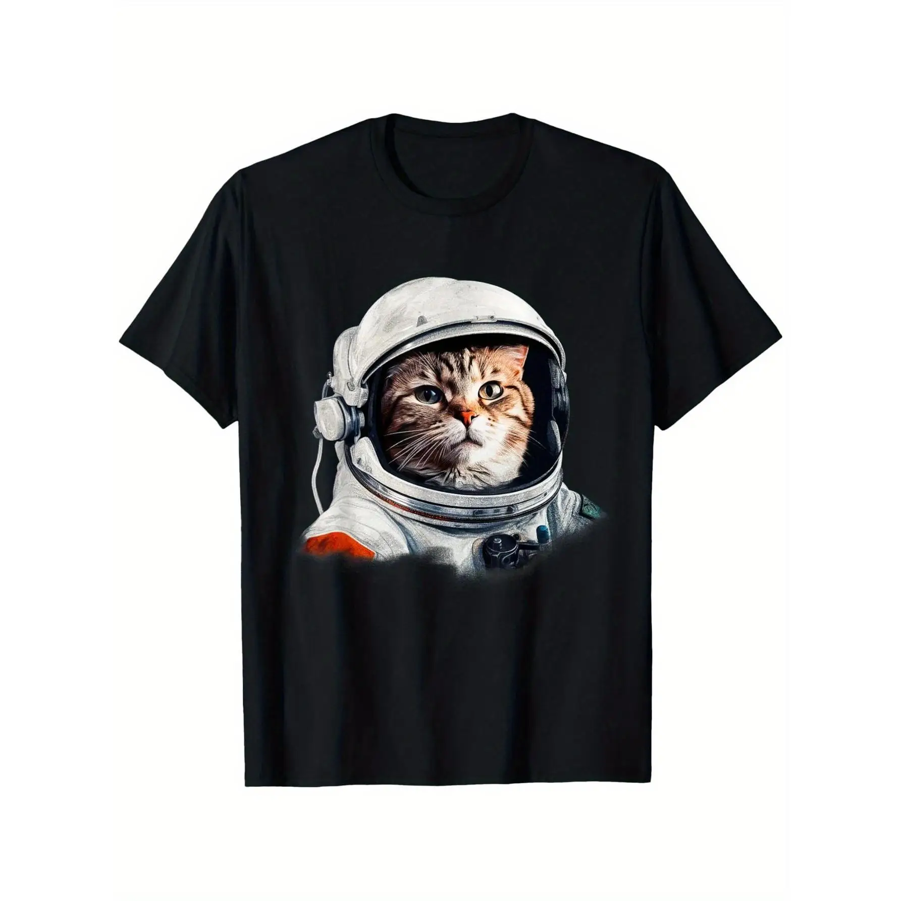 

Funny Astronaut Cat T-Shirt, Space Cat Graphic Tee, Men's Cat Lover Humorous Top, Sci-Fi Streetwear, Novelty Gift
