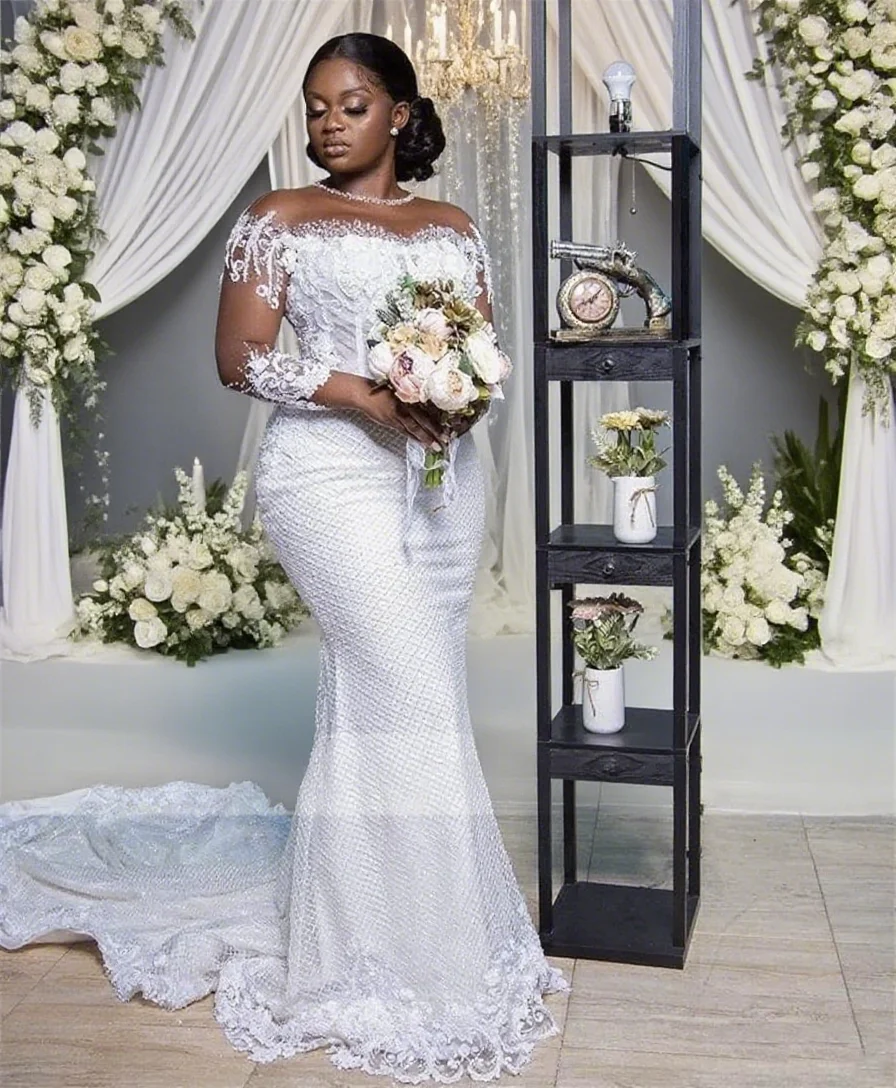 Vestidos de novia de lujo sirena elegante transparente mangas
