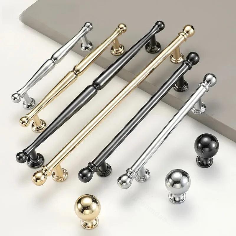 French Chrome Plated Zinc Alloy Cabinet Handle Modern Simple Light Luxury Door Pull for Wardrobe Shoe Cabinet Drawer Hardware