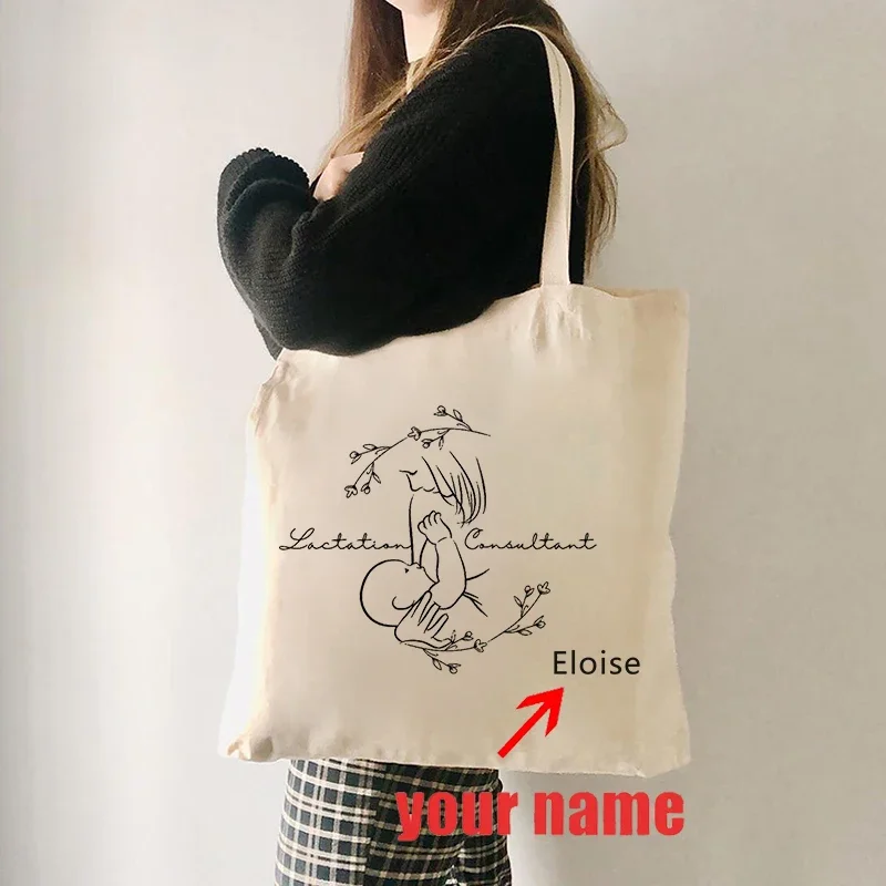 Personalized Name Customization Gift Creative Thanks Mom Birthday Gift Travel Shopping Storage Bag Fashion Canvas Shoulder Bag