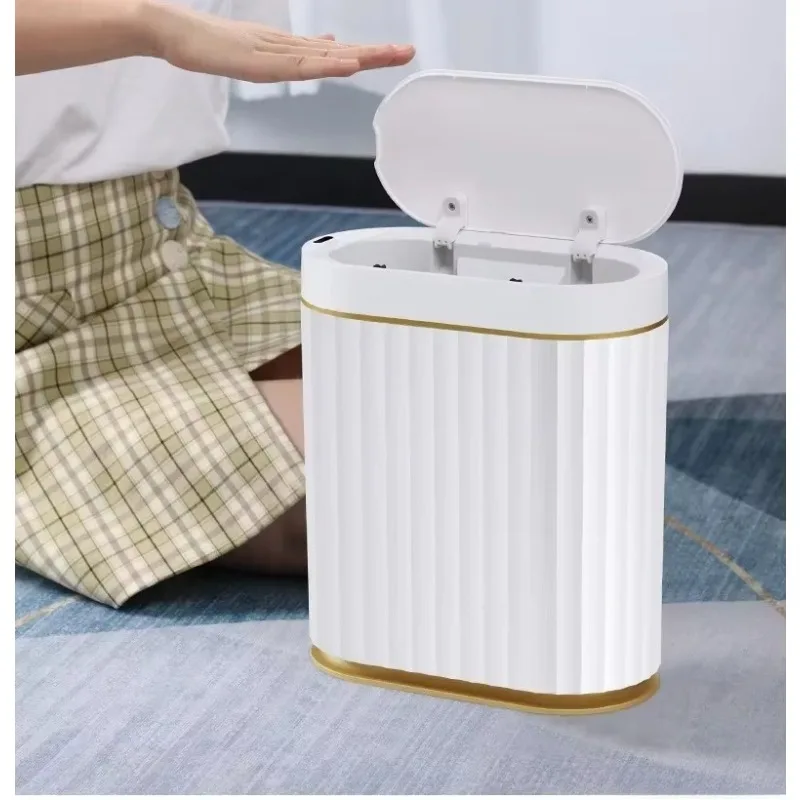 7L Smart Sensor Trash Can For Kitchen Garbage Tin for Bathroom Light Luxury Electric Family Living Room Cracks Fashion Trash Bin