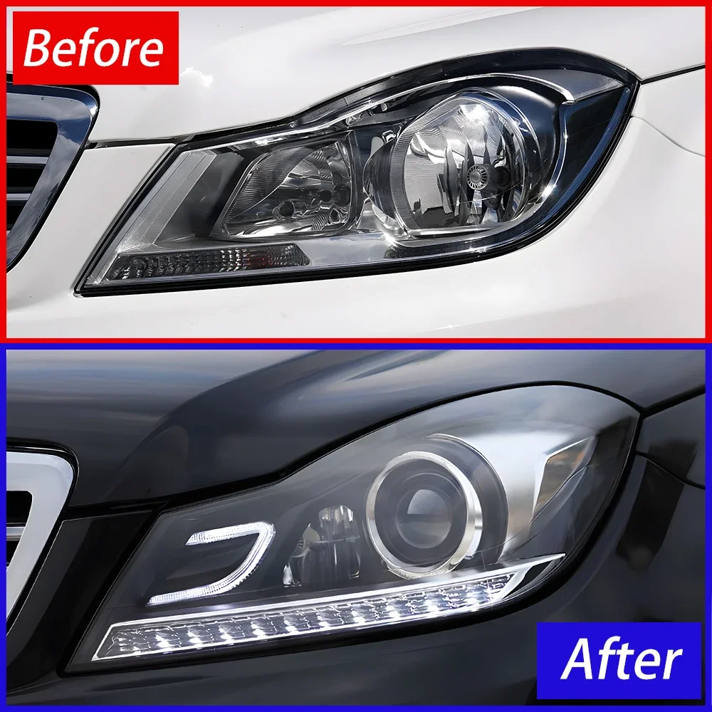 Car Front Lamps For Benz C200 C260 C300 2011-2013 W204 Auto Headlights Assembly Upgrade LED Bifocal Projector Lens Accessories