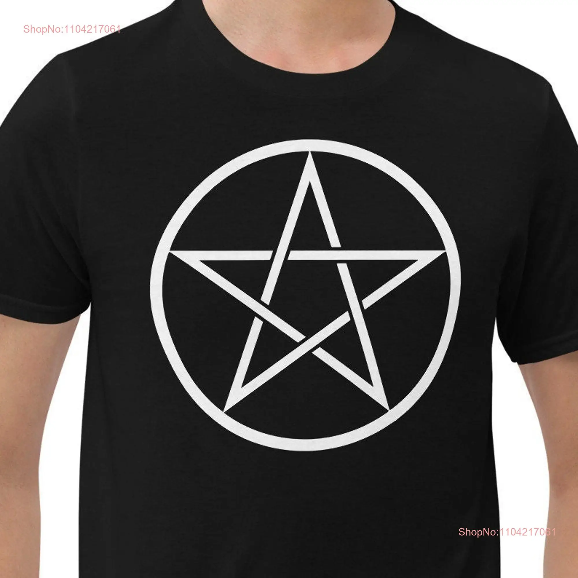 White Goth Wiccan Woven Pentagram Men's  T Shirt long or short sleeves