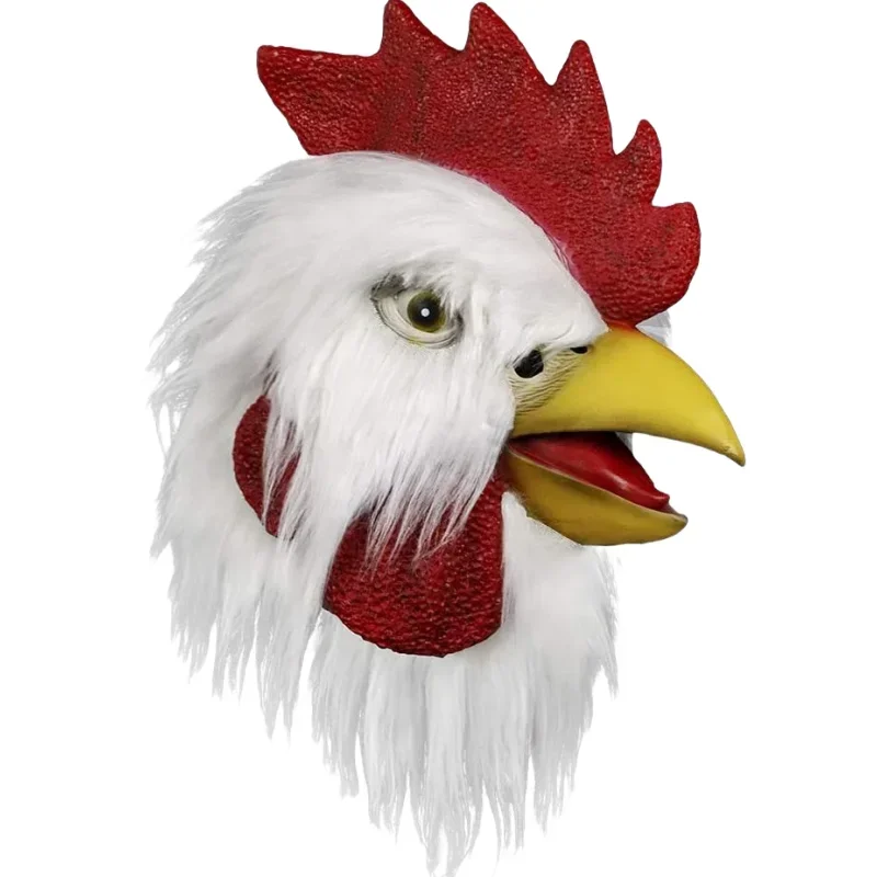 

Halloween White Rooster Mask Christmas Party Cosplay Animal Mad Latex Chicken Masquerade Carnival Costumes for Adults Game Props