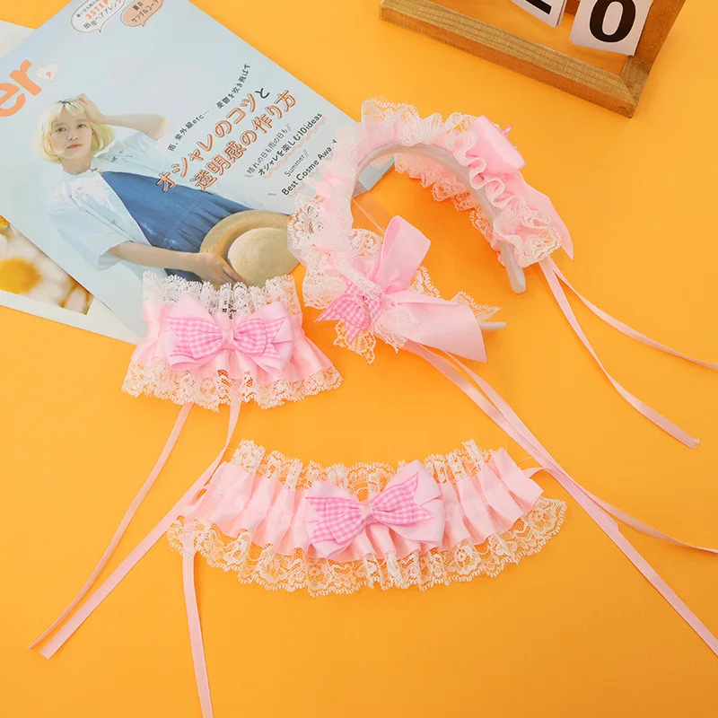 New Bow Headdress Lolita Sweet Versatile Lace Hair Accessories Set Cute Girl