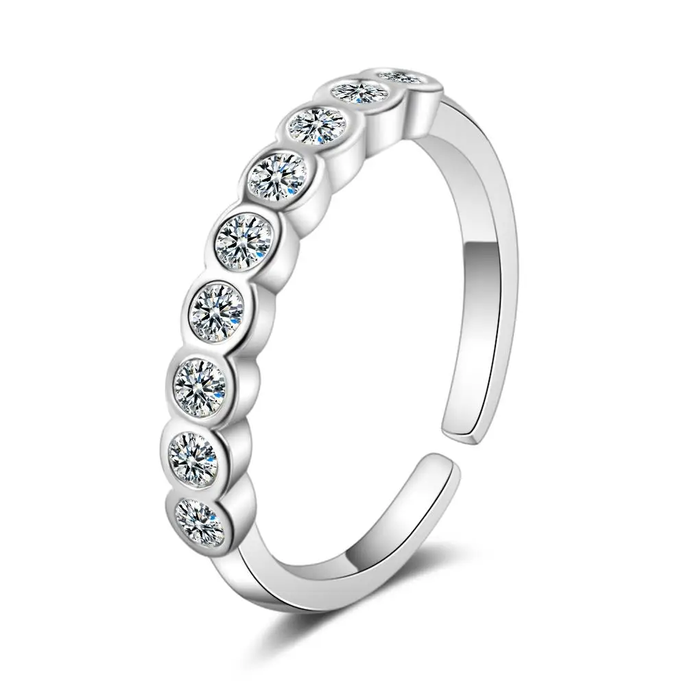 Anéis de Moissanite Cor D e Diamante de Laboratório em Prata Esterlina 925, Anel de Moda Empilhável com Linha Irregular para Mulheres, Joia Fina