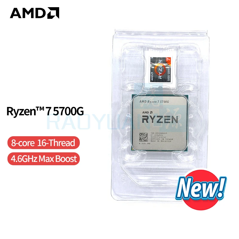 AMD Ryzen 7 5700G R7 5700G 3.8GHz Eight-Core 16-Thread 65W CPU Processor L3=16M 100-000000263 Socket AM4 new but no fan