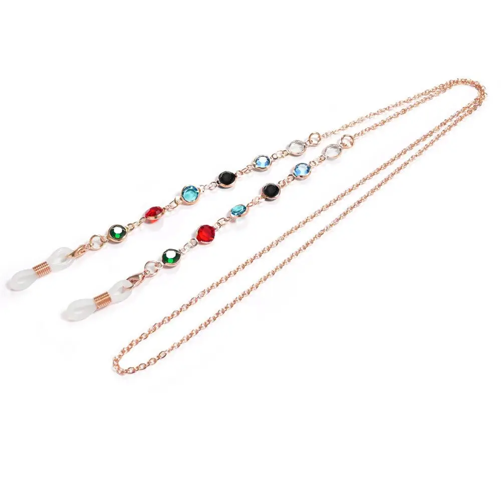 

Fashion Adjustable Crystal Glasses Chain Sunglasses Lanyards Colorful Beads Necklace Strap