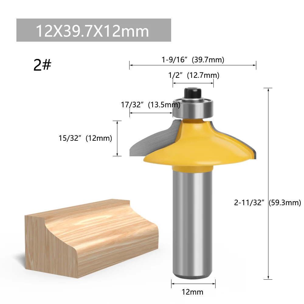 LAVIE 1 Stück 1/2" 12,7 mm Schaft Fräser Holzschnitzerei Schubladenfrontfräser Rundfräser mit Kantenprofilierung Fräser-Set mit Schutzkappe – Detail 4