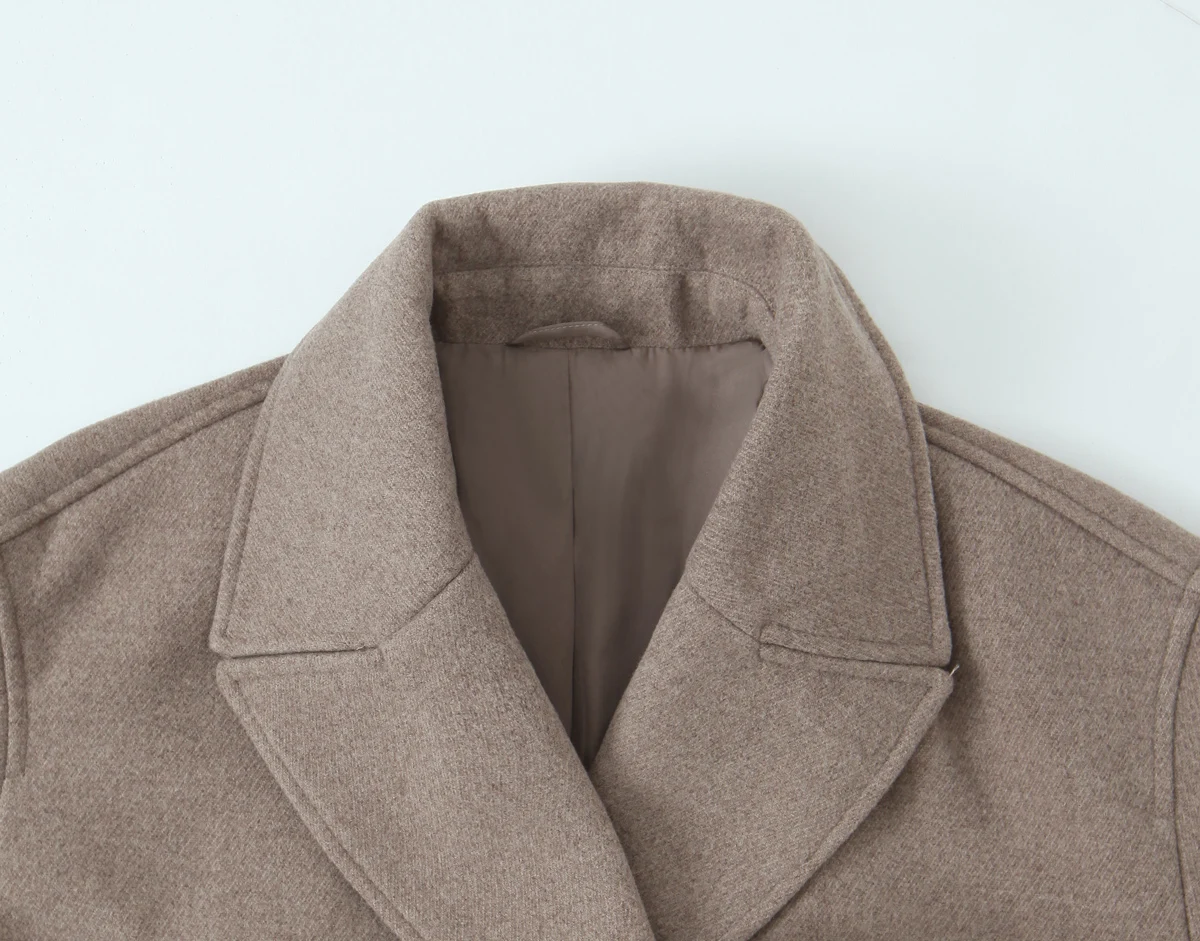 2025, Herbst und Winter, neue Damenmode, Knopfdekoration, zweireihiger Kurzmantel, Jacke mit Revers, langen Ärmeln, doppelter Br