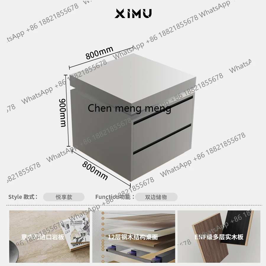 Minimalist Movable Freestanding Island Table Dining Room Rock Slab Single Island Head Open Kitchen Customizable Storage Cabinet