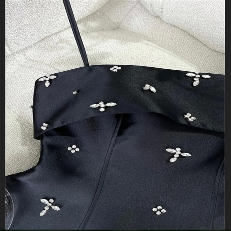 Mini robe de soirée de cetim branco, apliques de miçangas, elegante, sem mangas, vestidos de baile, alça espaguete, curto, mini vestido de casamento