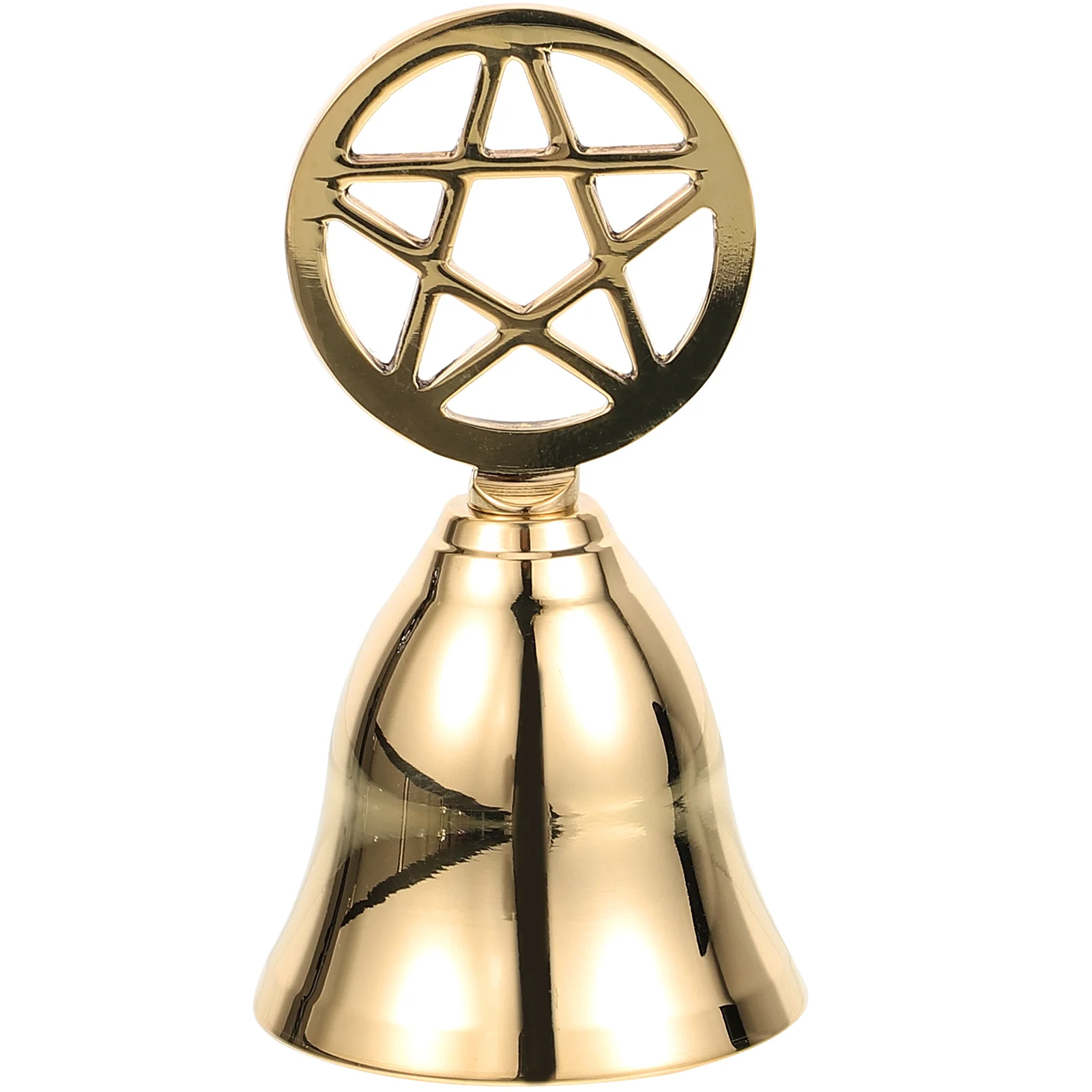 

Pentagram Meditation Brass Hand Bell Service Table Tarot Ceremony Surrounding Golden Small Divination Handheld Metal Hotel Dish