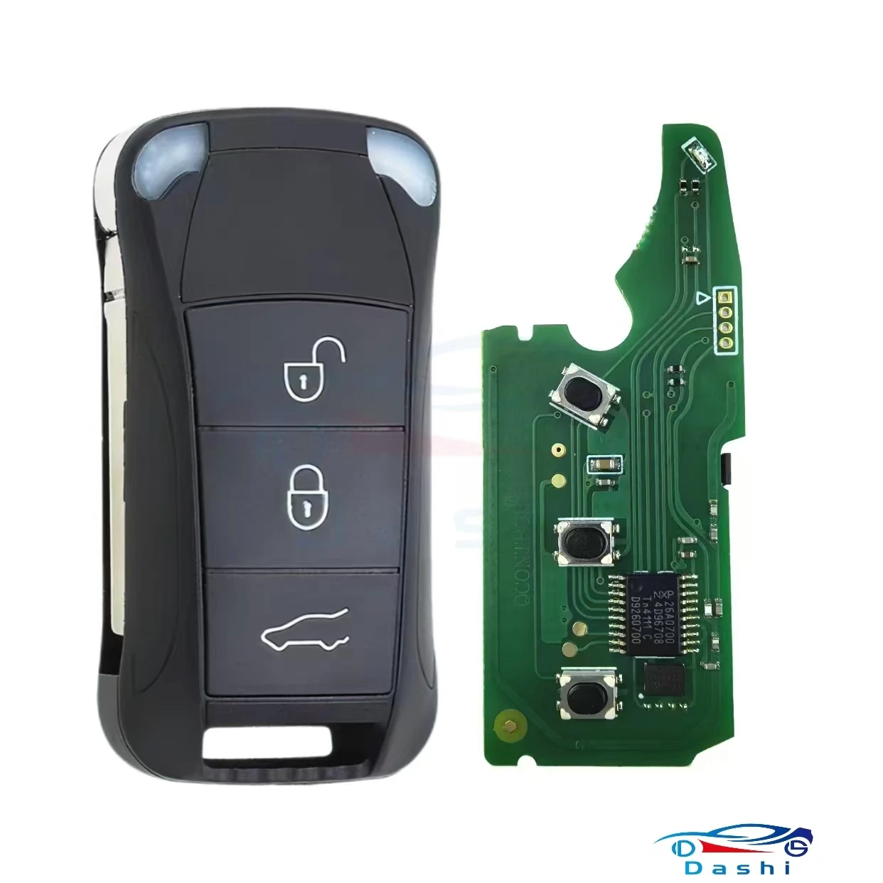 Da Shi 46CHIP 315/433mhz für Porsche Cayenne 2004-2011 3/4-Tasten-Fernbedienungsschlüssel mit ID46-Chip Ungeschnittene HU66-Klinge Auto-PCB-Platine – Detail 8