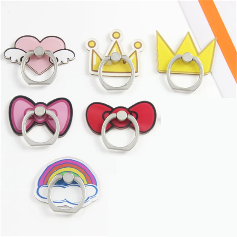 360 Degree Bow Tie Heart Finger Ring Smartphone Crown Stand Holder Mobile Phone Holder Stand For iPhone Xiaomi Huawei All Phone#