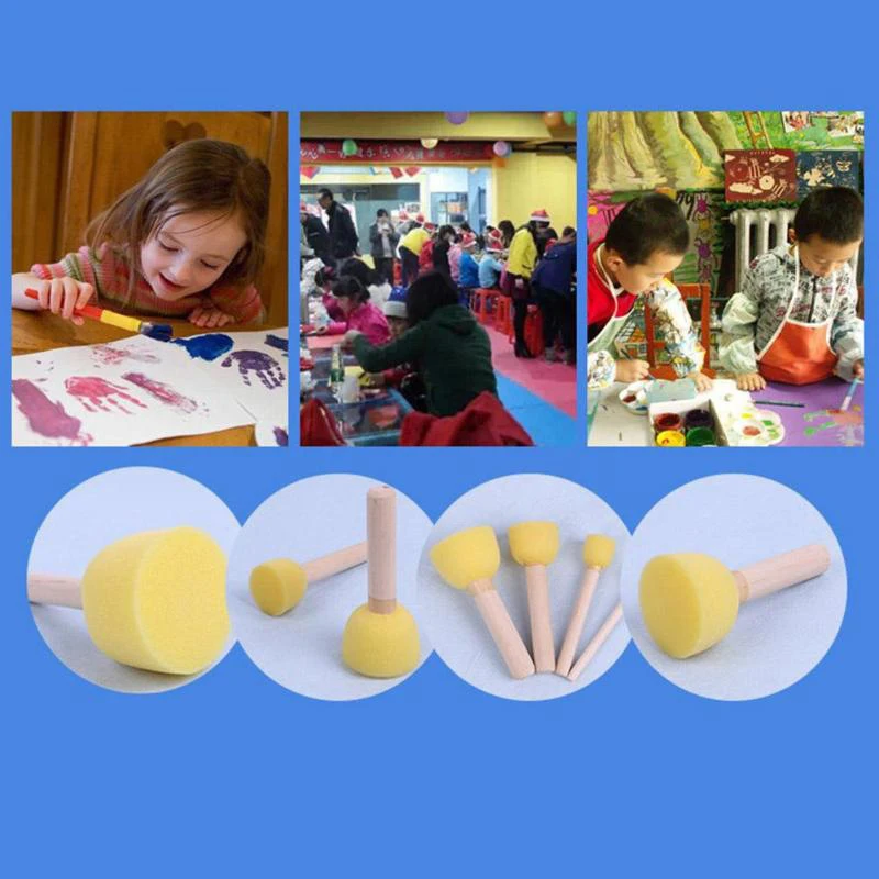 4 Sponge Brush Art Handicrafts Painting Tools Round Sponge Sealed Mushroom Head Wiping Sticks