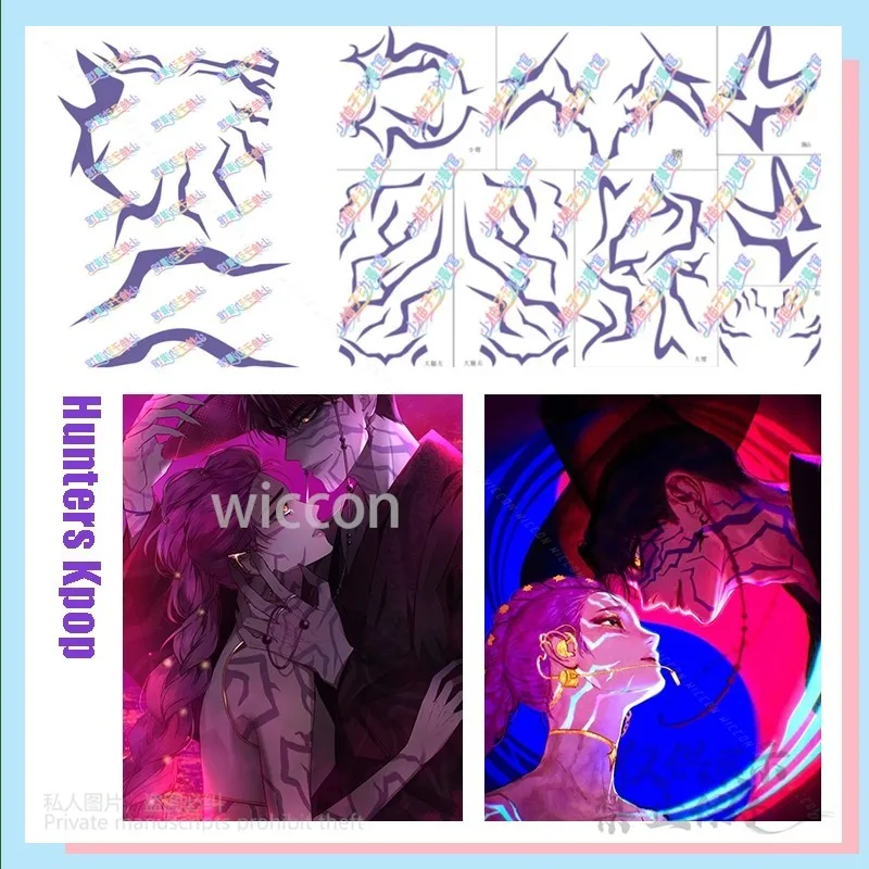 【MoeMimic】أنيمي هنتركس التجريبي N الصيادين KPop الشيطان جينو رومي الوشم الدعامة الوشم الجسم شريط ملصق تأثيري حلي حفلة الهالوين