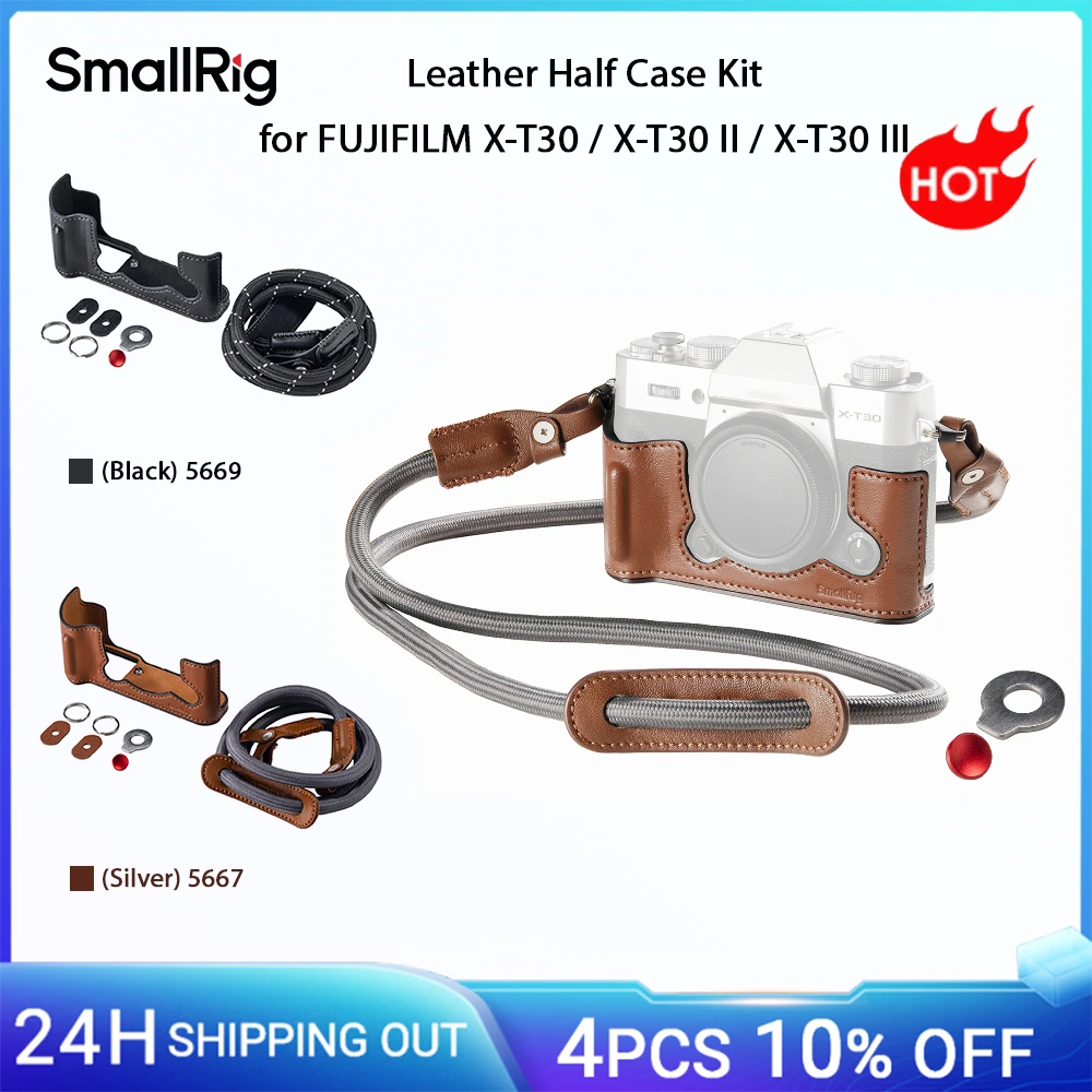 Image of SmallRig X-T30 III Leder-Halbgehäuse-Set für FUJIFILM X-T30 / X-T30 II / X-T30 III, mit Schultergurt-Flachschlüssel Retro-Ästhetik