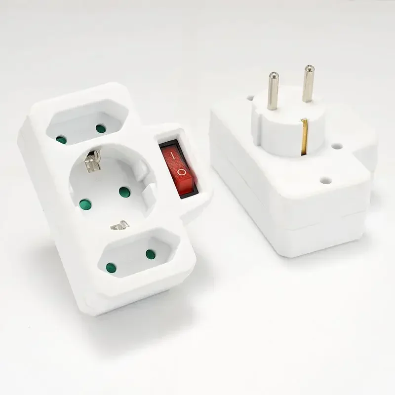 EU Extension Socket ON/OFF Switch 16A 250V Standard Plug Adapter Conversion Sockets Germany Plug 1 to 2/1 to 3 Way AC Outlets