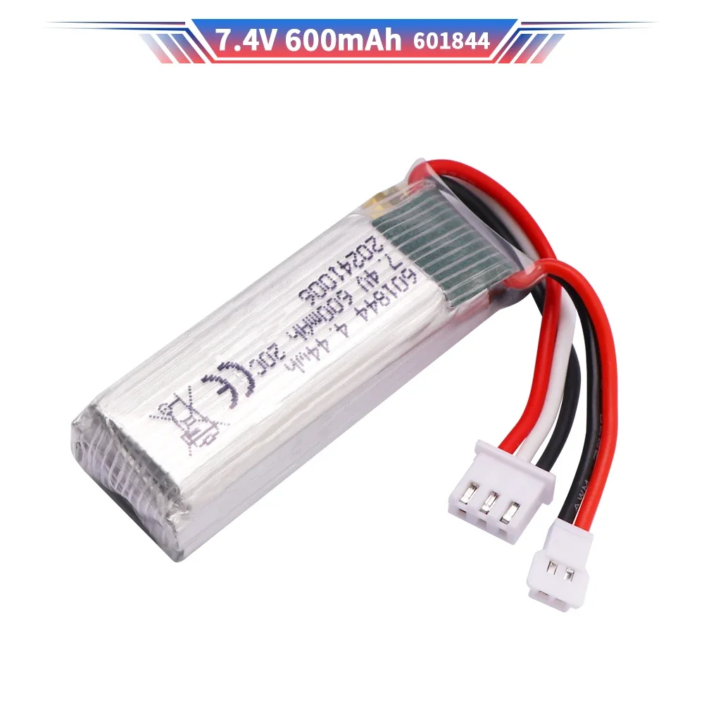 601844 7.4 فولت 600 مللي أمبير بطارية مع كابل شحن ل WLToys F959 XK DHC-2 A600 A700 A800 A430 RC طائرة RTF قطع الغيار البطارية