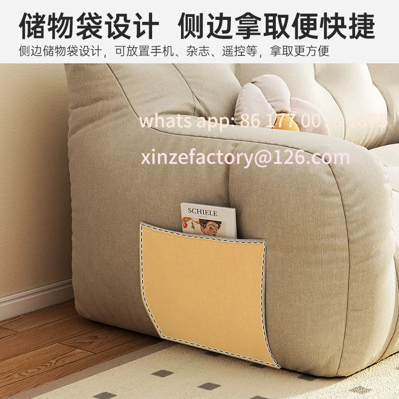 Customizable Fabric Sofa Living Room Small Apartment 2025 New Rental Room Double Triple Tatami Resting Area Lazy Sofa