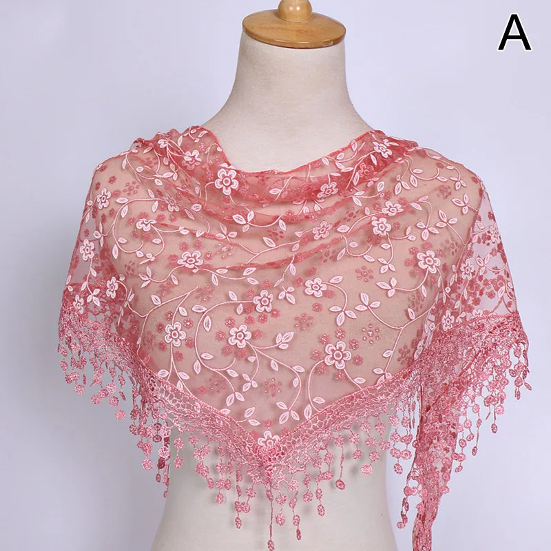 Women's Summer Tassel Floral Lace Scarf Clothing Accessories Scarves Shawl 150x40cm Fashion