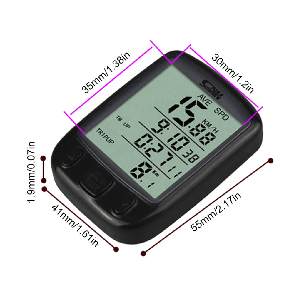 Bike Computer Waterproof Bicycle Odometer LCD Display Cycling Speedometer with Green Backlight Cycling Speedometer Riding