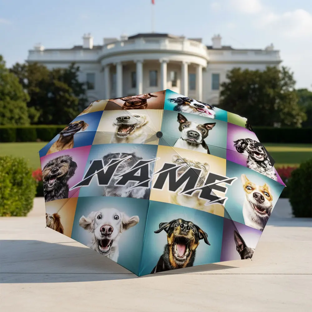 Custom Name umbrella, Cute Dog Faces Collage Umbrella Design Fashion Fashion Folding Umbrella for Daily Use, Christmas Gift