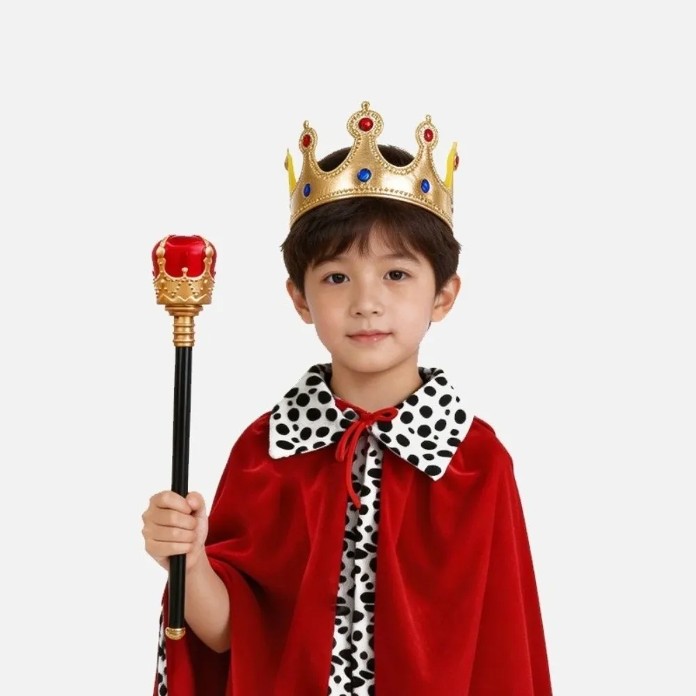 Creative Rhinestone Cosplay King Headband Dress Up Performance Prince Crown Role-Playing Costume Festival Headdress Photo Props