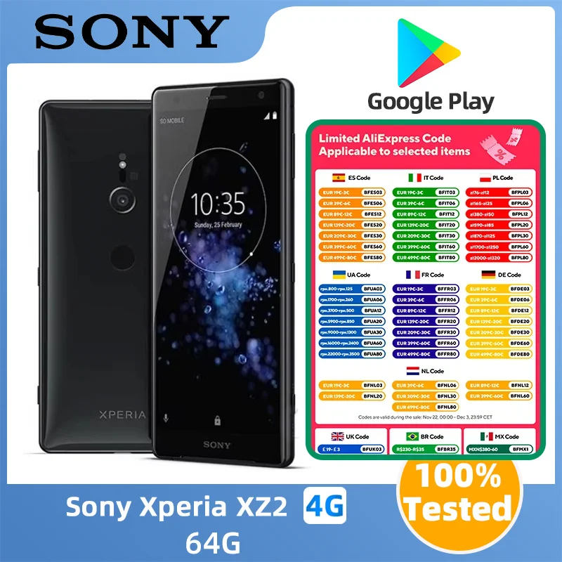 Sony Xperia XZ2 4g Smartphone CPU Snapdagon 845 Screen 5.7-Inches 19MP Camera 3060mAh Battery Used Phone