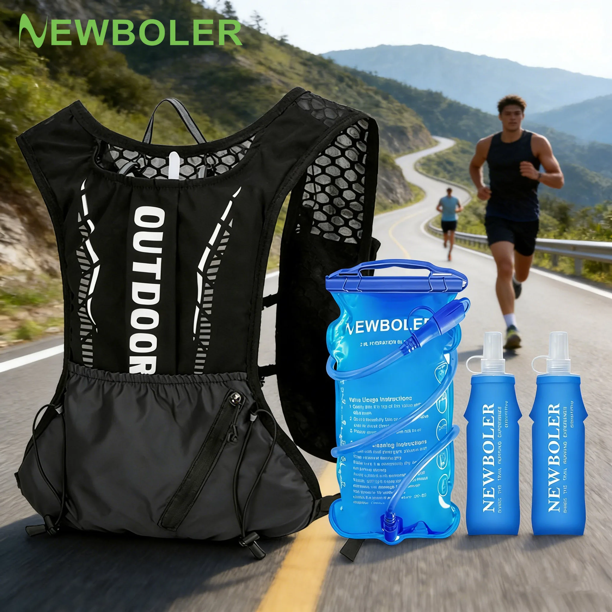 

NEWBOLER Breathable Hydration Vest Trail Running Backpacks Lightweight Cycling Run Jogging Marathon Backpack Riding Climbing Bag