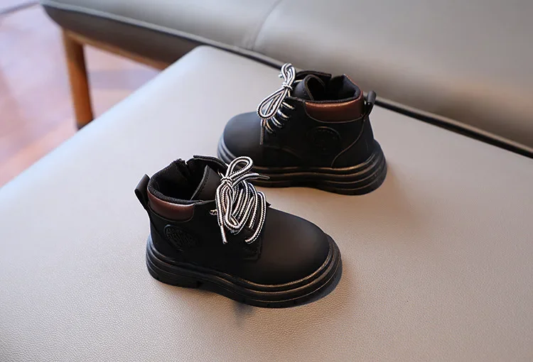 Jungen Mädchen PU-Lederstiefel Kinder-Knöchelstiefel Jungen Weichsohlige Kinderschuhe Rutschfeste Outdoor-Schuhe Winter Mode Schneestiefel – Detail 5