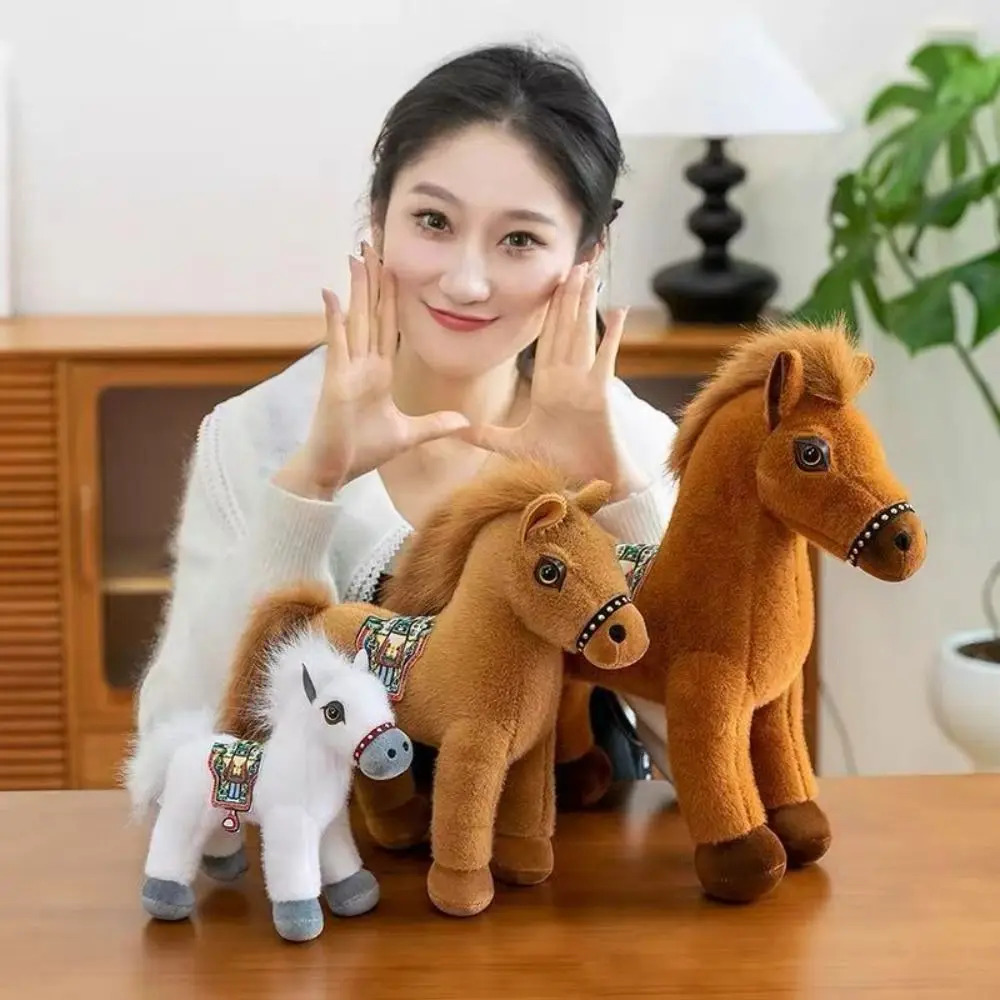 

Simulation Standing Foal Plush Doll Long Mane Saddle Pony Plush Toys PP Cotton Cute Cartoon Horse Stuffed Toy Easter Gifts