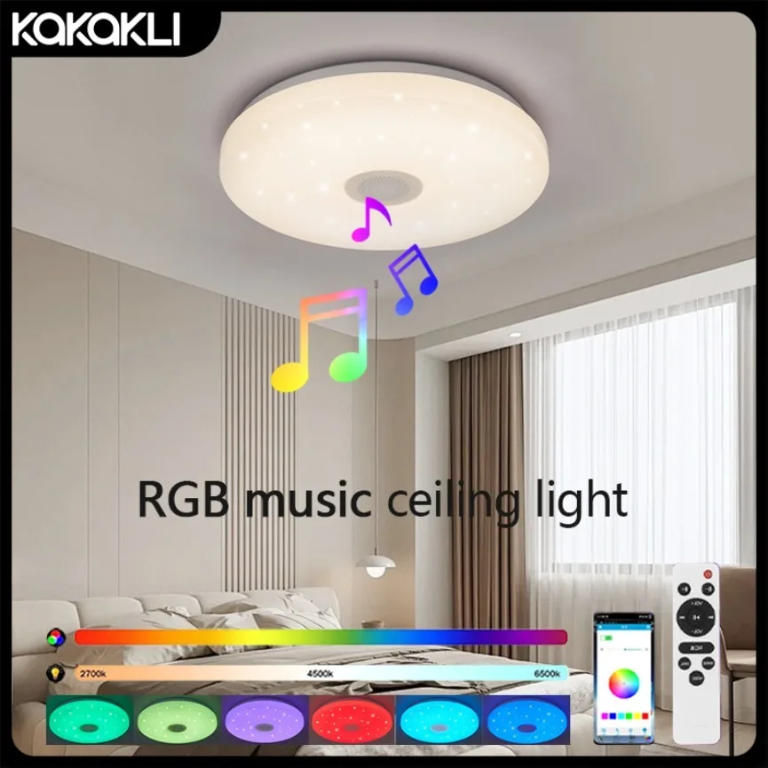 rgb esperto conduziu a luz de teto com controlo a distancia bluetooth musica escurecendo para a sala de visitas quarto decoracao interior o 01