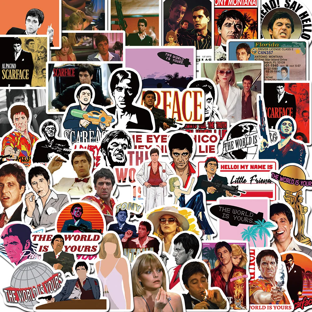 

10/30/50pcs Cool Scarface Movie Stickers Decal Waterproof DIY Skateboard Stationery Suitcase Helmet Car Cartoon Sticker Toy Gift