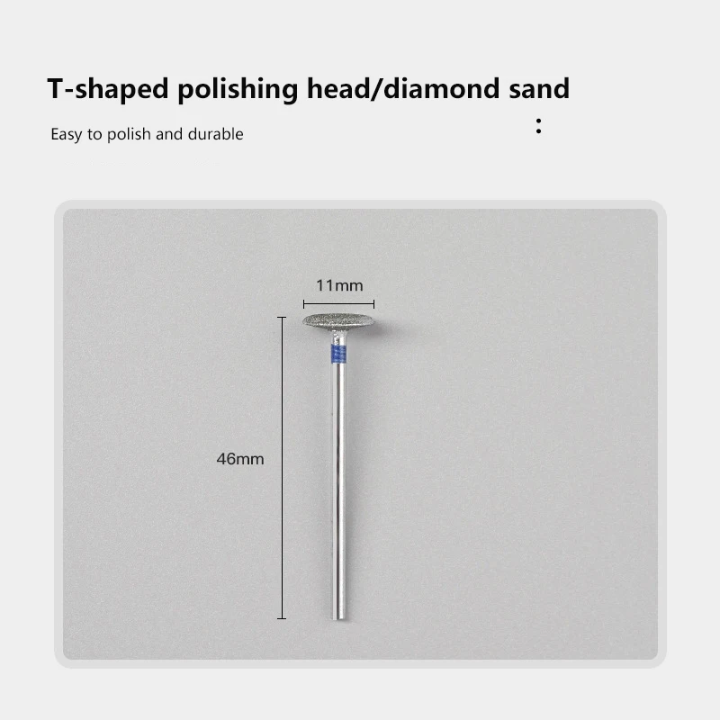 T-shaped Rigid Diamond Nail Sanding Head Short Nail Tip Polishing Universal Grinding Head For Polishing Machine